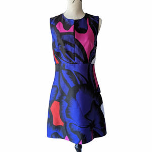 Diane Von Furstenberg Sleeveless Print Sheath Dress Black, Purple Size 8